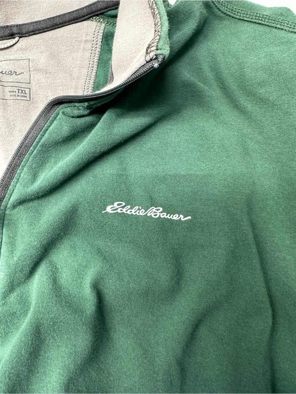 Eddie Bauer Forest Green Half-Zip‎ Pullover Mens XL Tall - Picture 5 of 10
